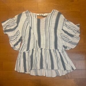 Anthropologie striped ruffle shirt